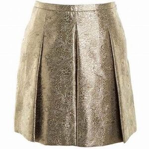 Club Monaco Pleated Metallic Gold Circle Mini Skirt Womens Size 00 XS Party